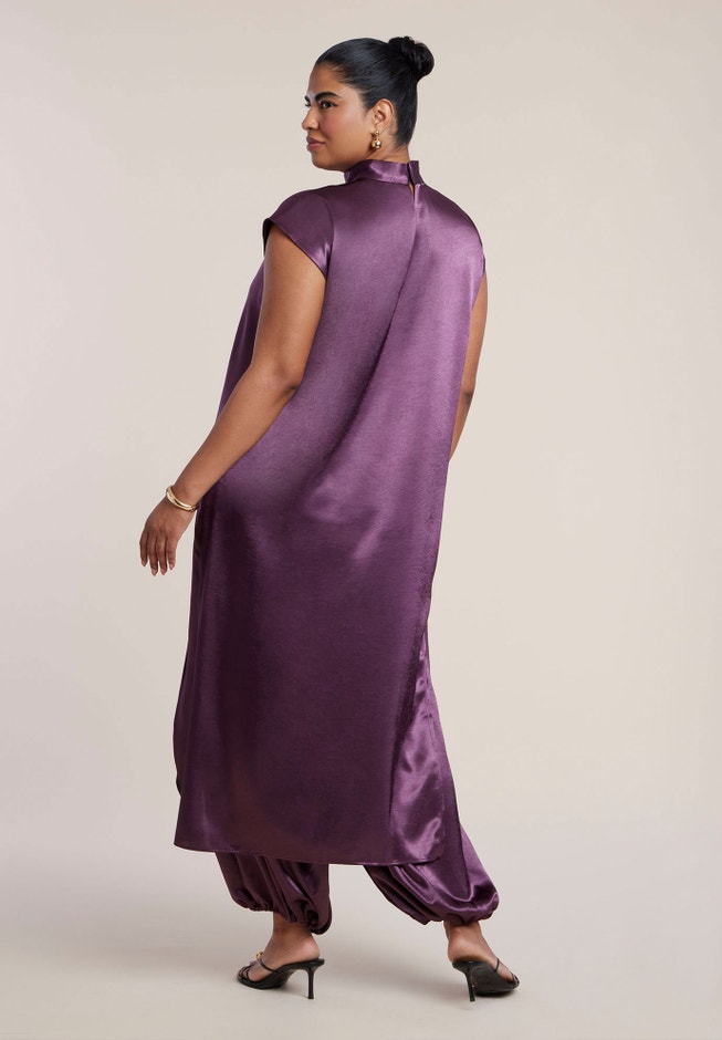 Satin Asymmetric Duster Top image number 1