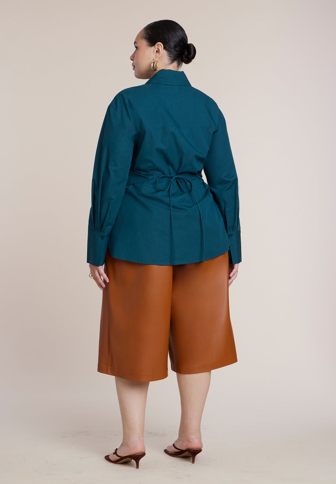 Poplin Collared Wrap Top image number 1