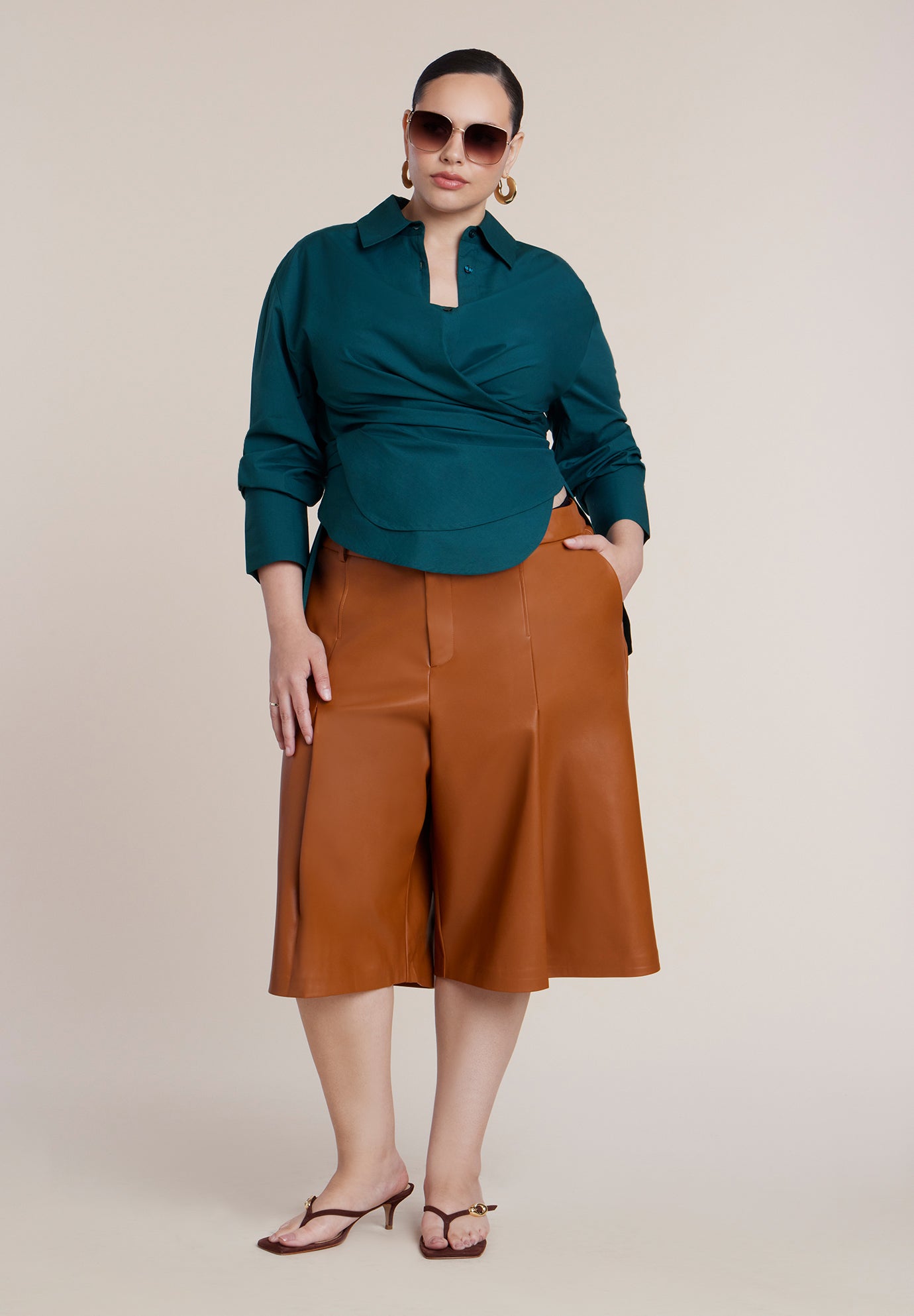 Poplin Collared Wrap Top image number 4