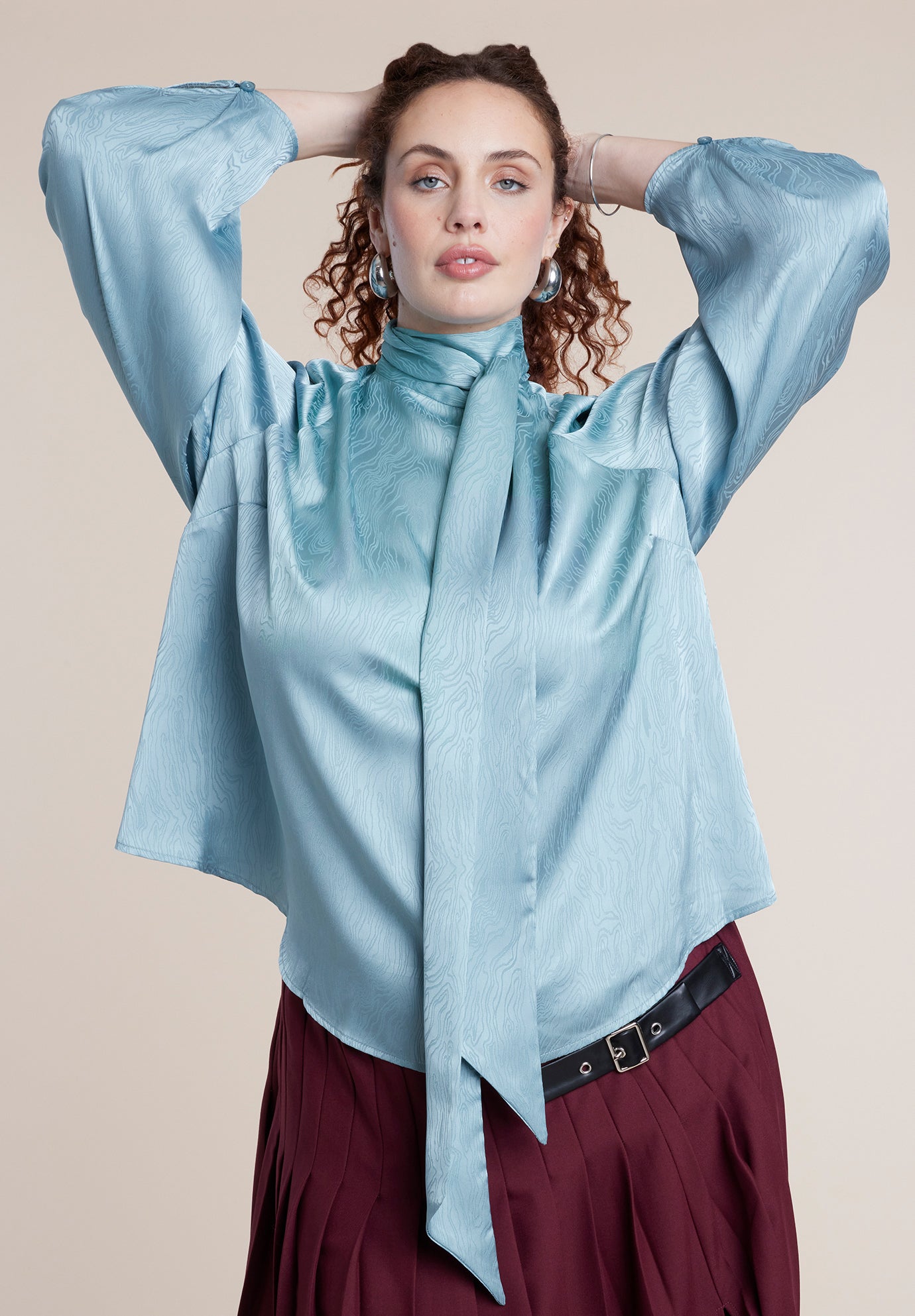 Jacquard Scarf Blouse image number 1