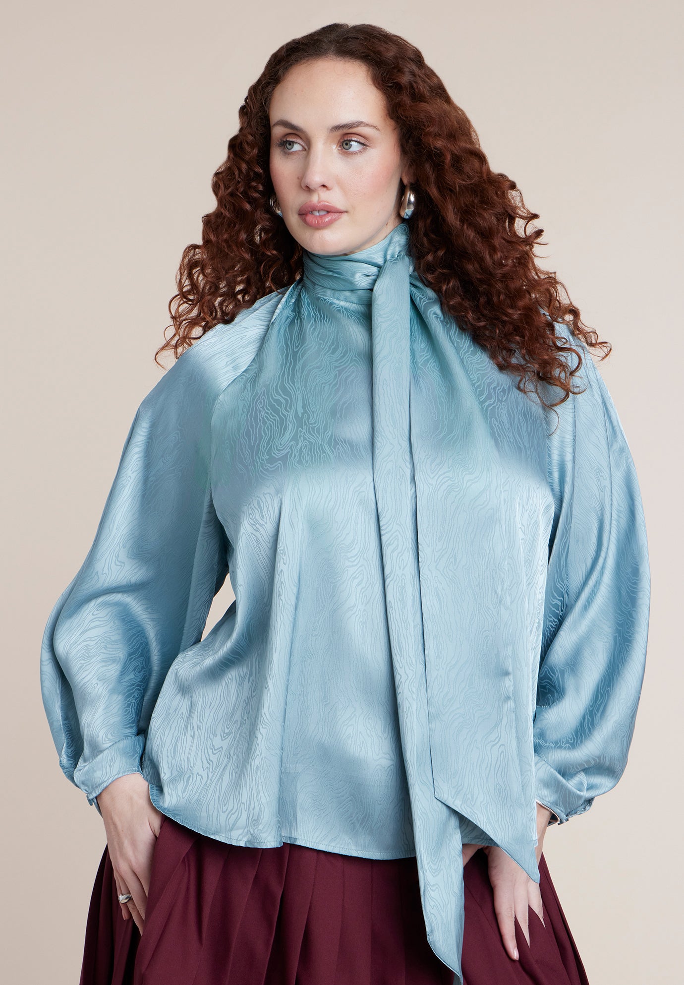 Jacquard Scarf Blouse image number 0