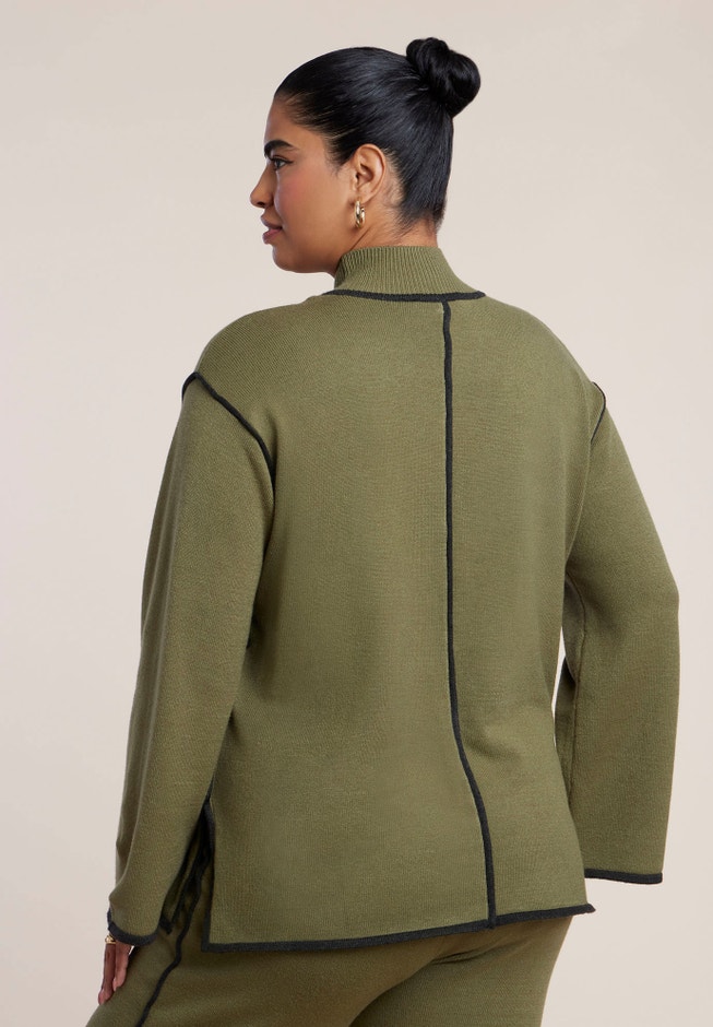 Tipping Detail Mock Neck Sweater image number 1