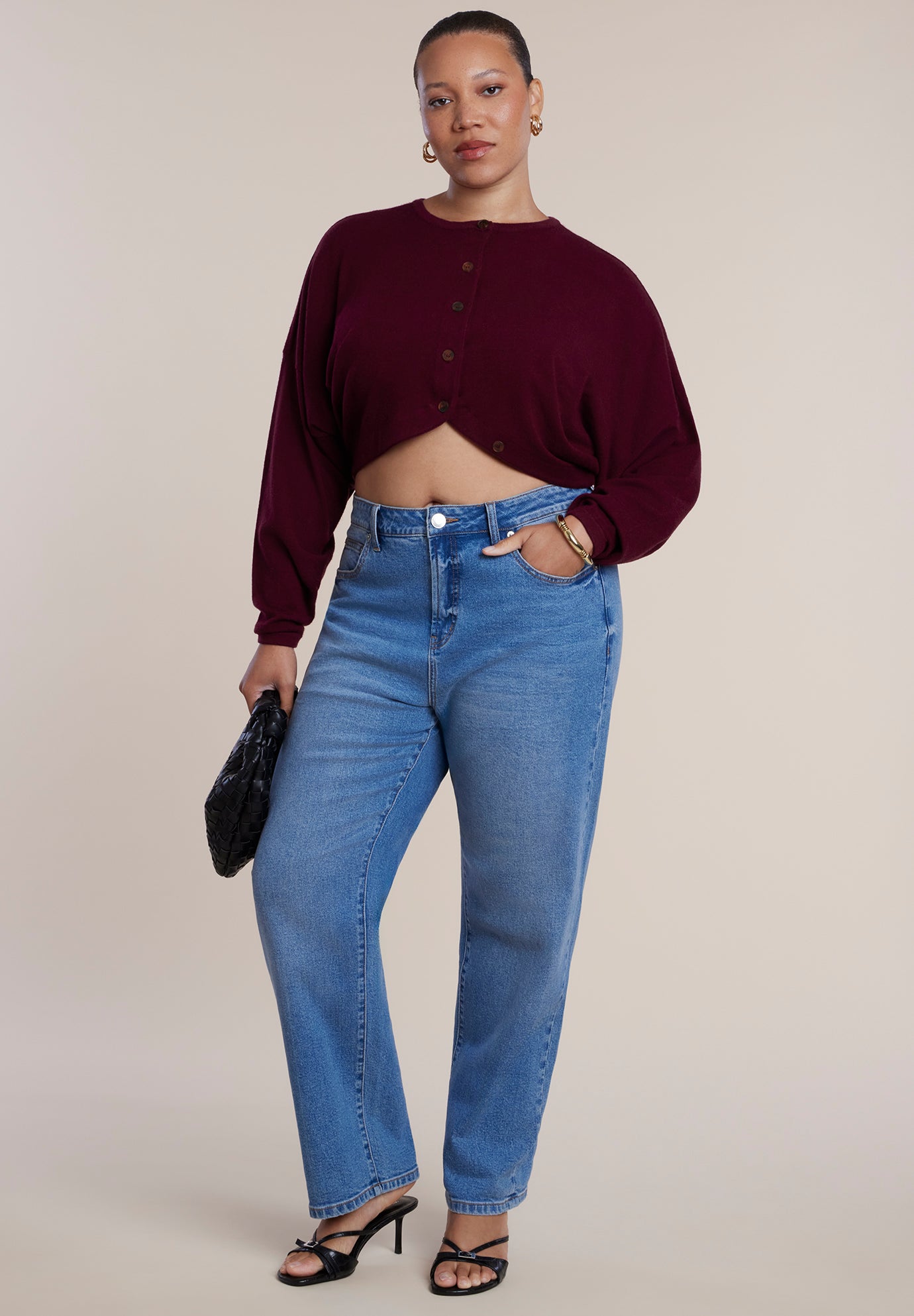 Extended Placket Cropped Cardigan image number 3