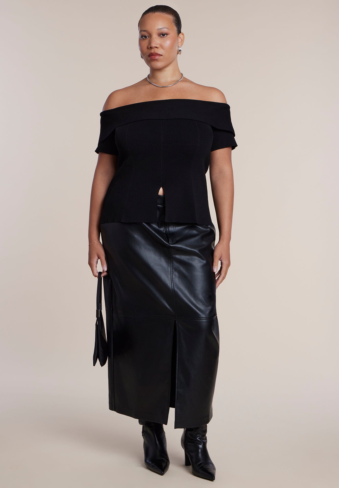 Off The Shoulder Short-Sleeve Sweater image number 2