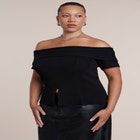 Off The Shoulder Short-Sleeve Sweater image number 0