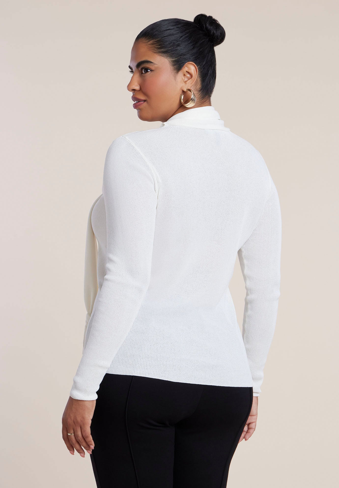 Fitted Sweater With Neck Tie image number 1