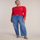 Button-Detail Square Neck Knit Top image number 3