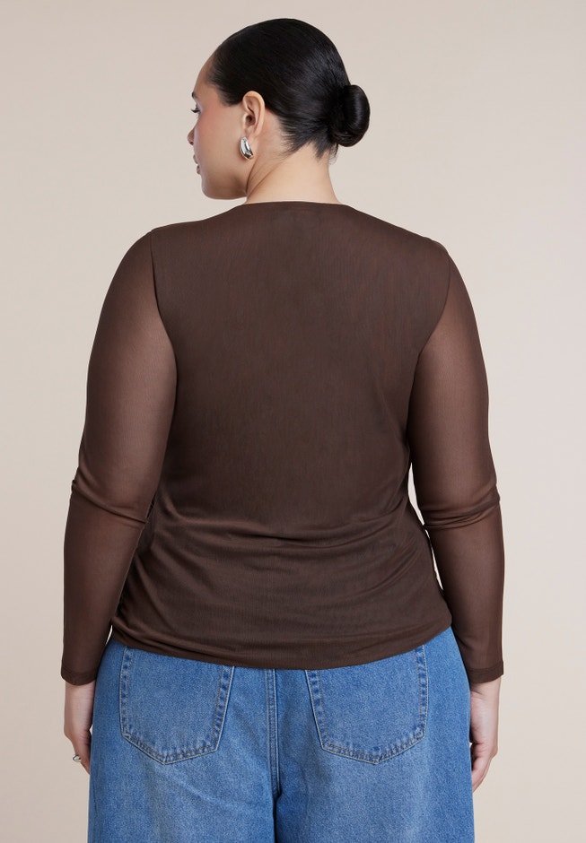 Mesh Draped Waist Top image number 1