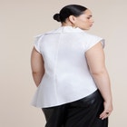 Poplin Asymmetric Draped Sleeveless Top image number 1