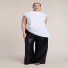 Poplin Asymmetric Draped Sleeveless Top image number 2