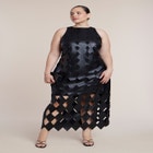 Diamond-Cut Faux Leather Maxi Dress image number 2