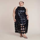 Diamond-Cut Faux Leather Maxi Dress image number 0