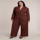 Cinched Waist Striped Blazer image number 3