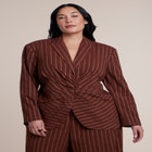 Cinched Waist Striped Blazer image number 0