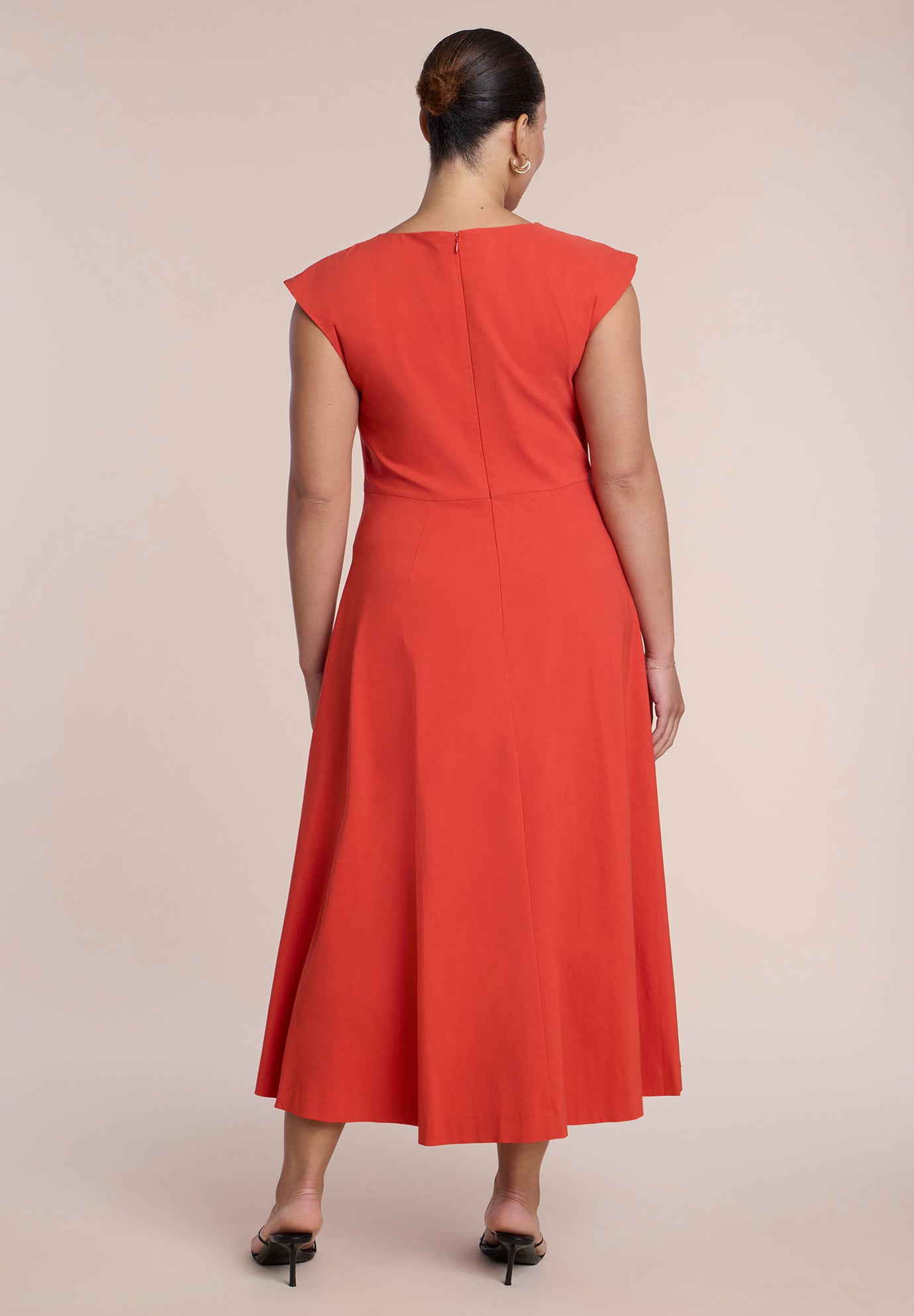 Pleated Button Detail Midi Dress image number 1