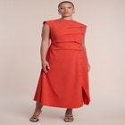 Pleated Button Detail Midi Dress image number 2