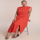 Pleated Button Detail Midi Dress image number 3