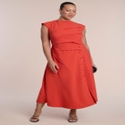 Pleated Button Detail Midi Dress image number 0