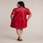 Perforated Faux Leather Mini Shirt Dress image number 1