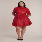 Perforated Faux Leather Mini Shirt Dress image number 2