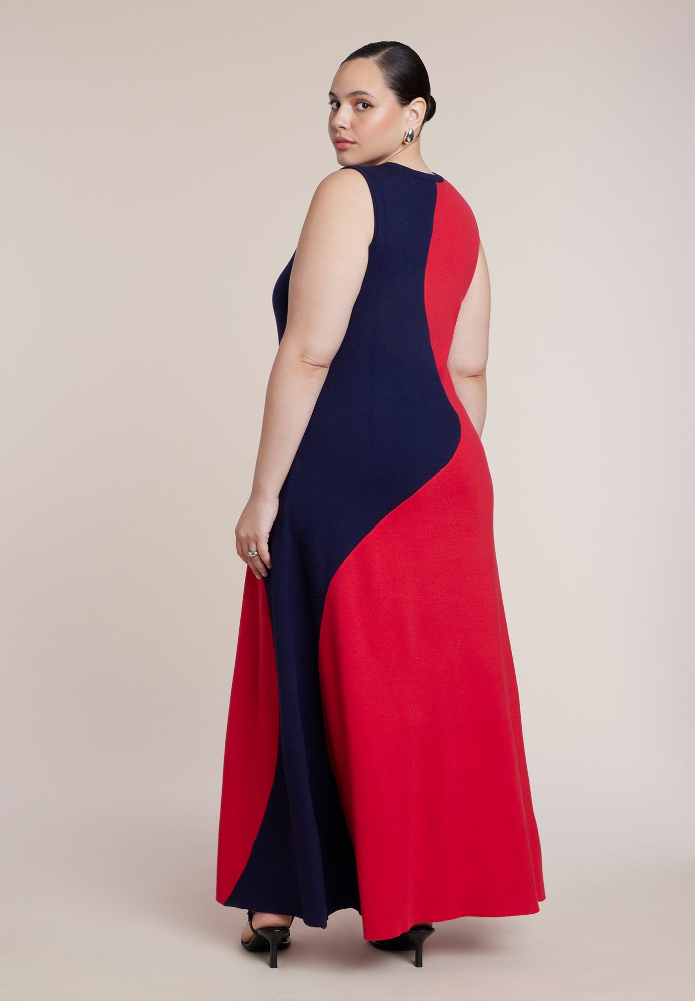 Colorblocked Intarsia Knit Maxi Dress image number 1