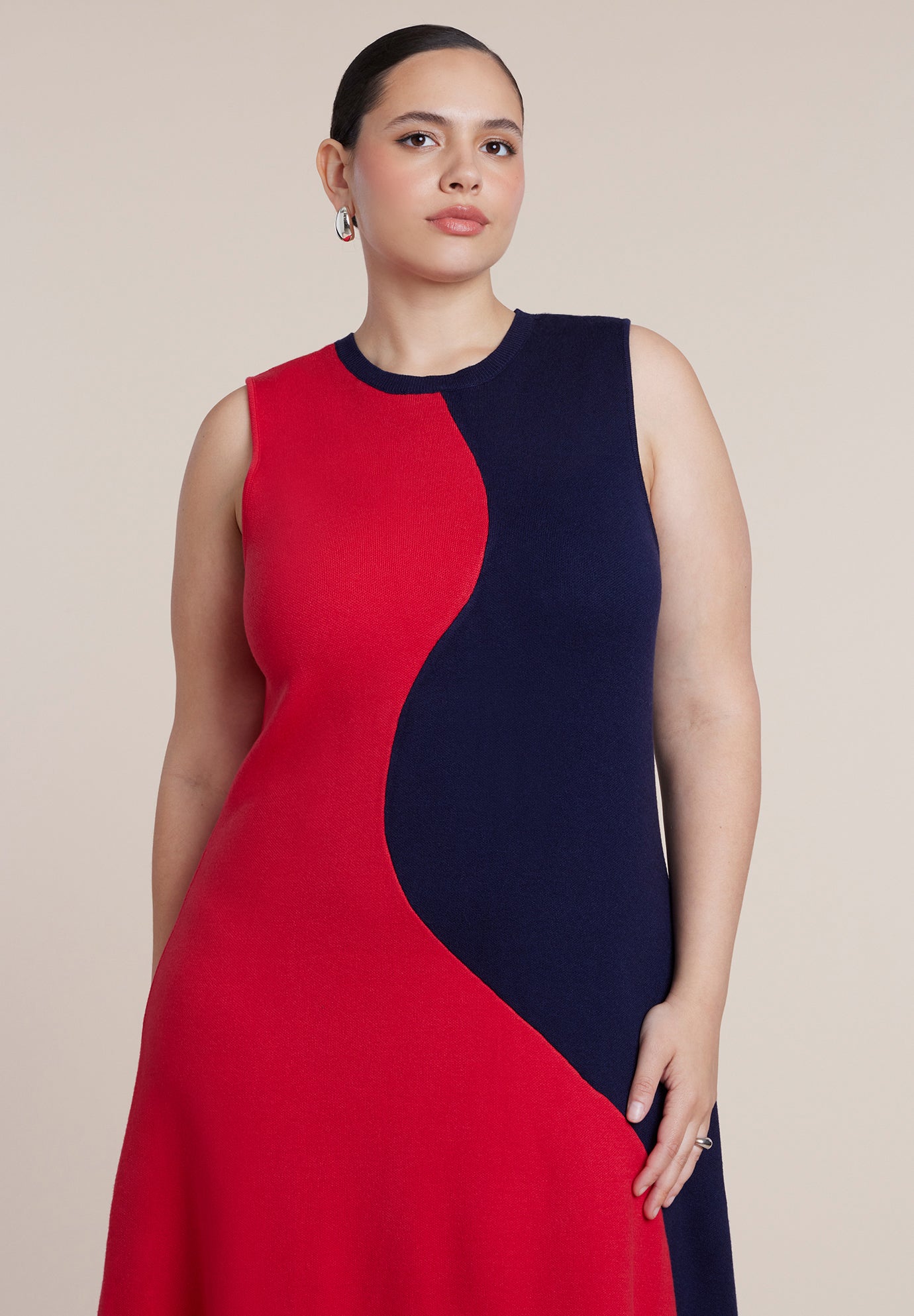 Colorblocked Intarsia Knit Maxi Dress image number 2
