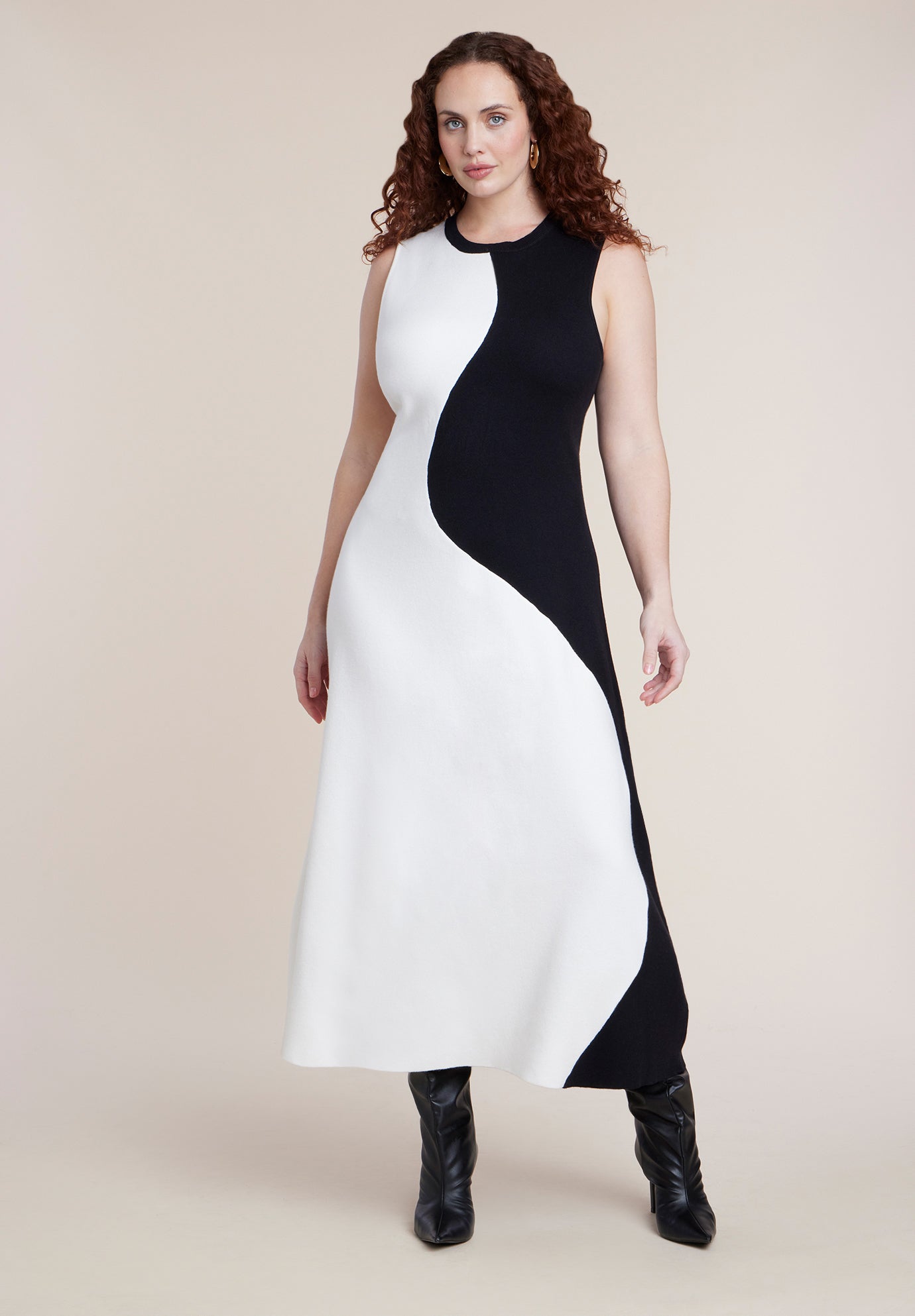Colorblocked Intarsia Knit Maxi Dress image number 0