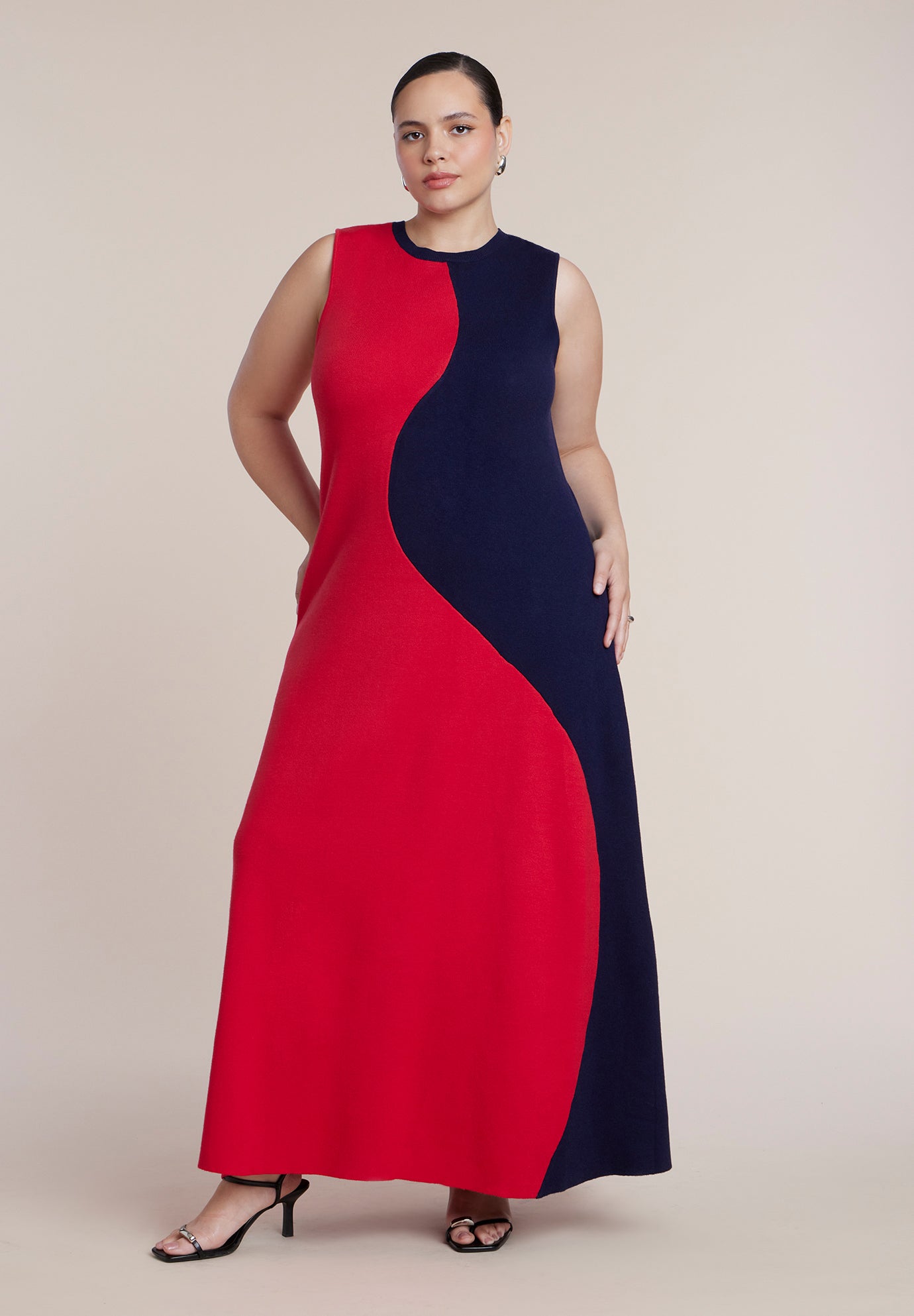 Colorblocked Intarsia Knit Maxi Dress