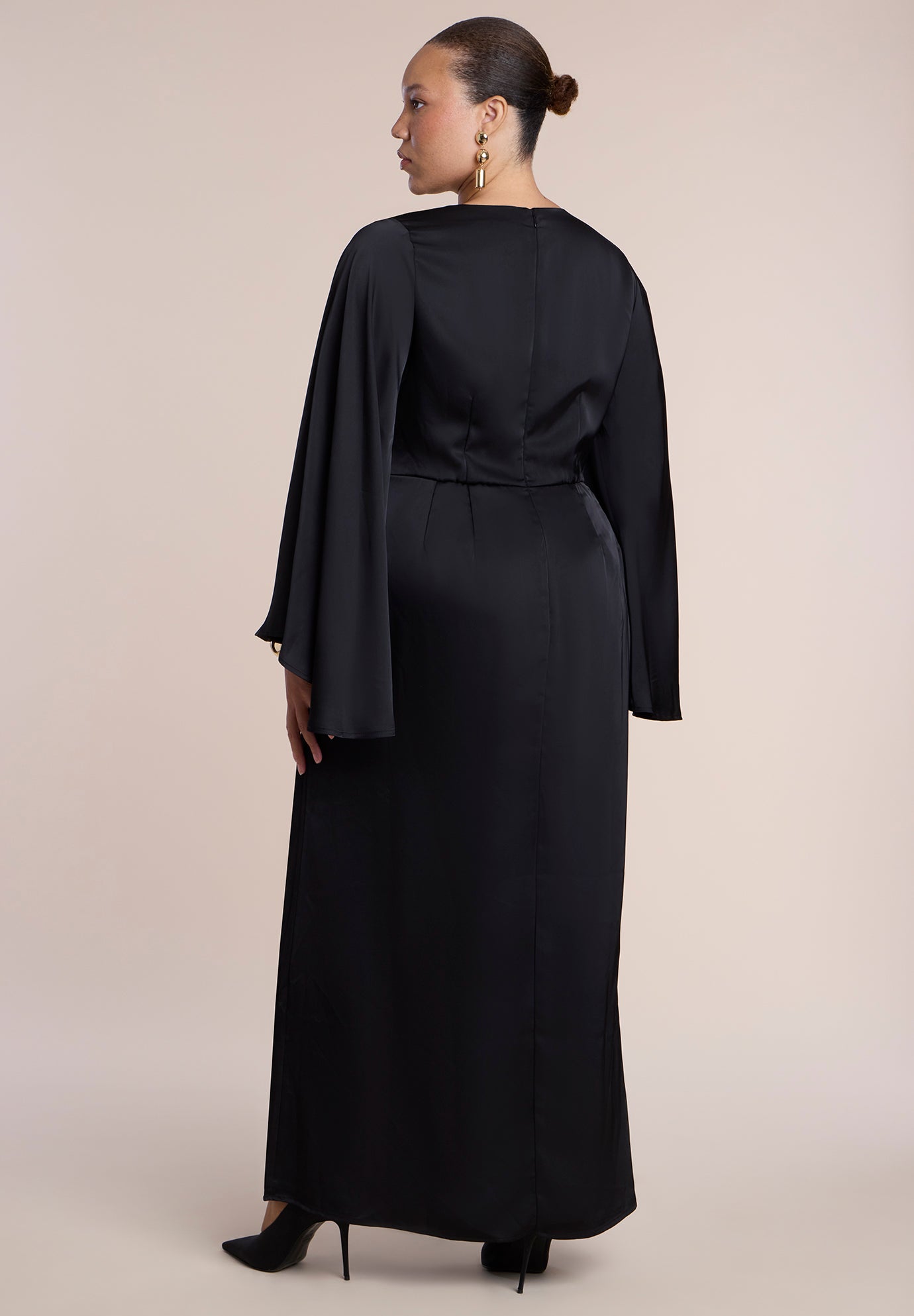Flare Sleeve Satin Maxi Dress image number 1