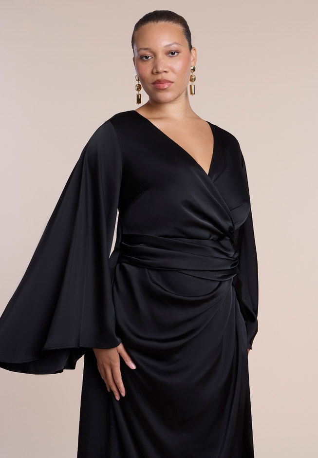 Flare Sleeve Satin Maxi Dress image number 2