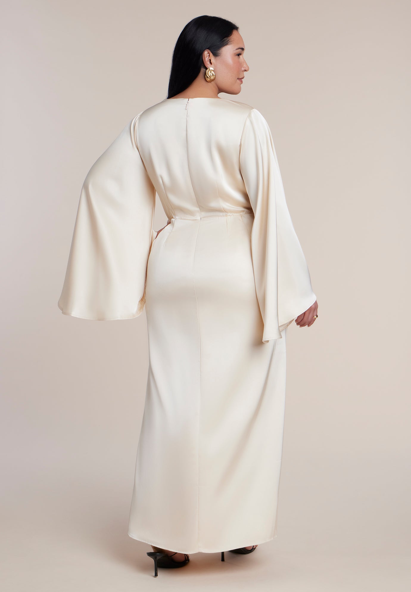 Flare Sleeve Satin Maxi Dress image number 1