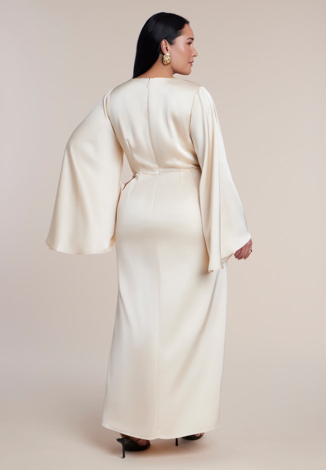 Flare Sleeve Satin Maxi Dress image number 1