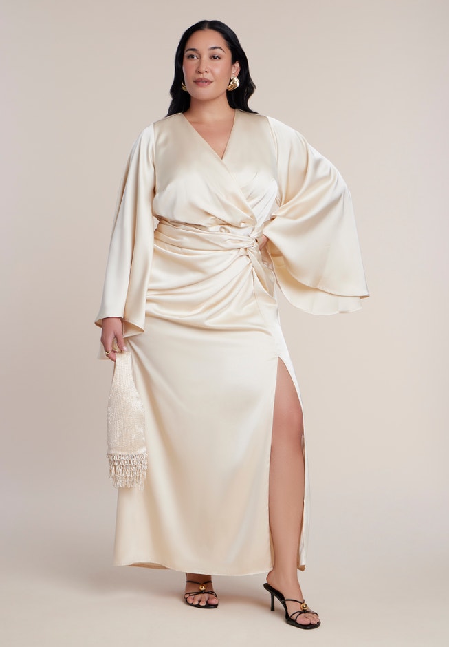Flare Sleeve Satin Maxi Dress image number 2