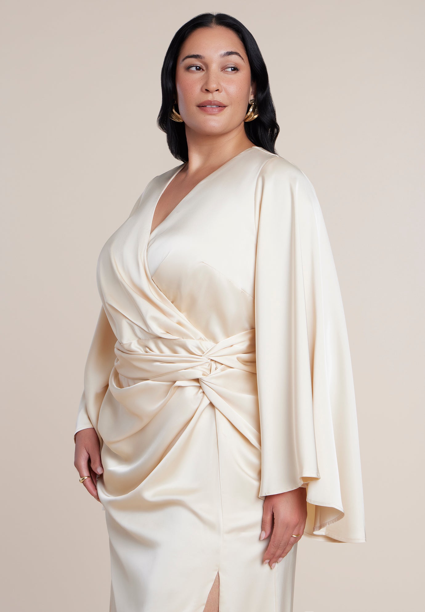 Flare Sleeve Satin Maxi Dress image number 3
