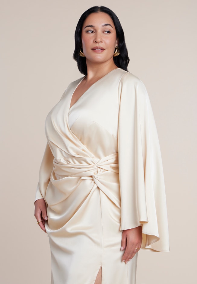 Flare Sleeve Satin Maxi Dress image number 3