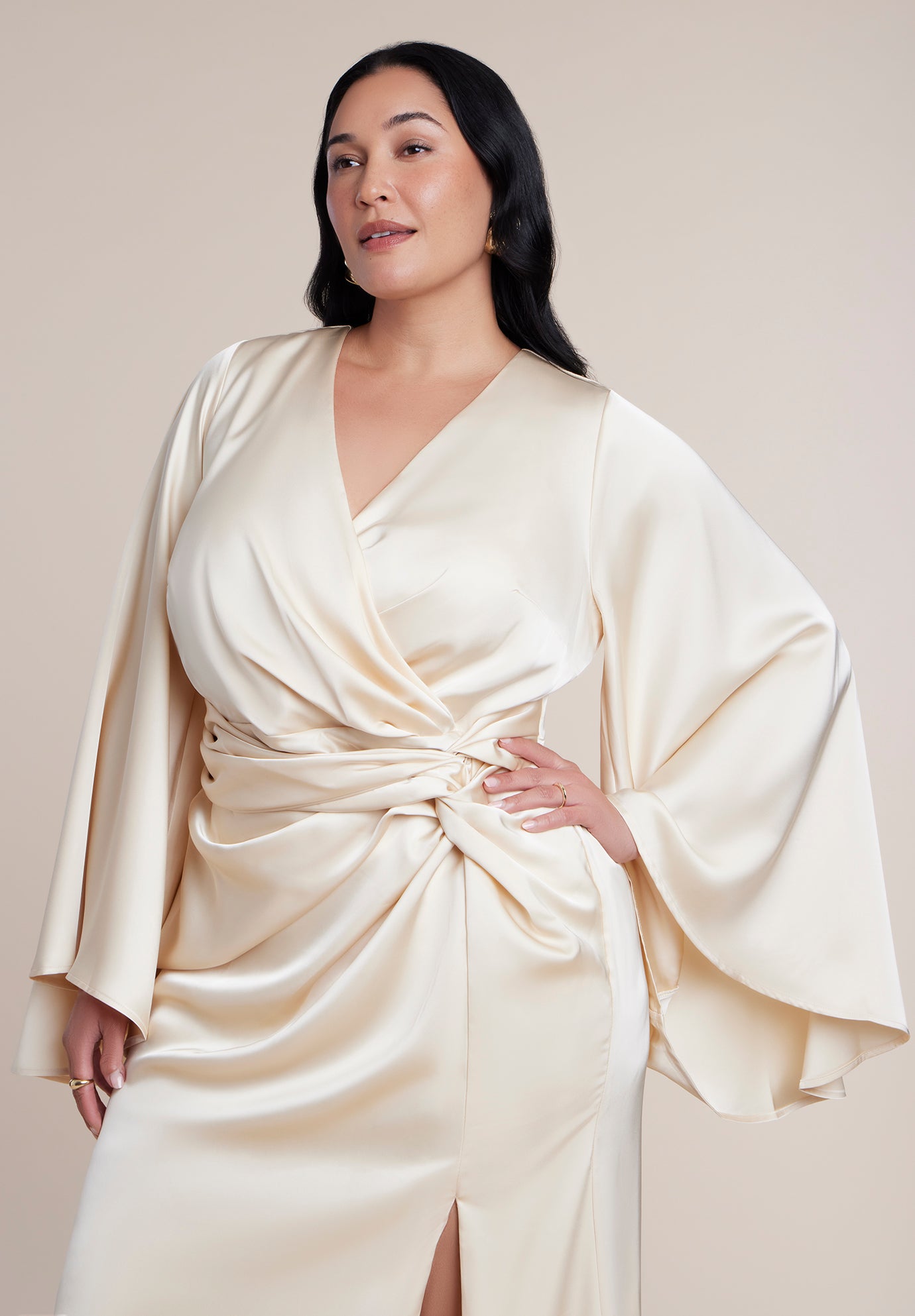 Flare Sleeve Satin Maxi Dress image number 4