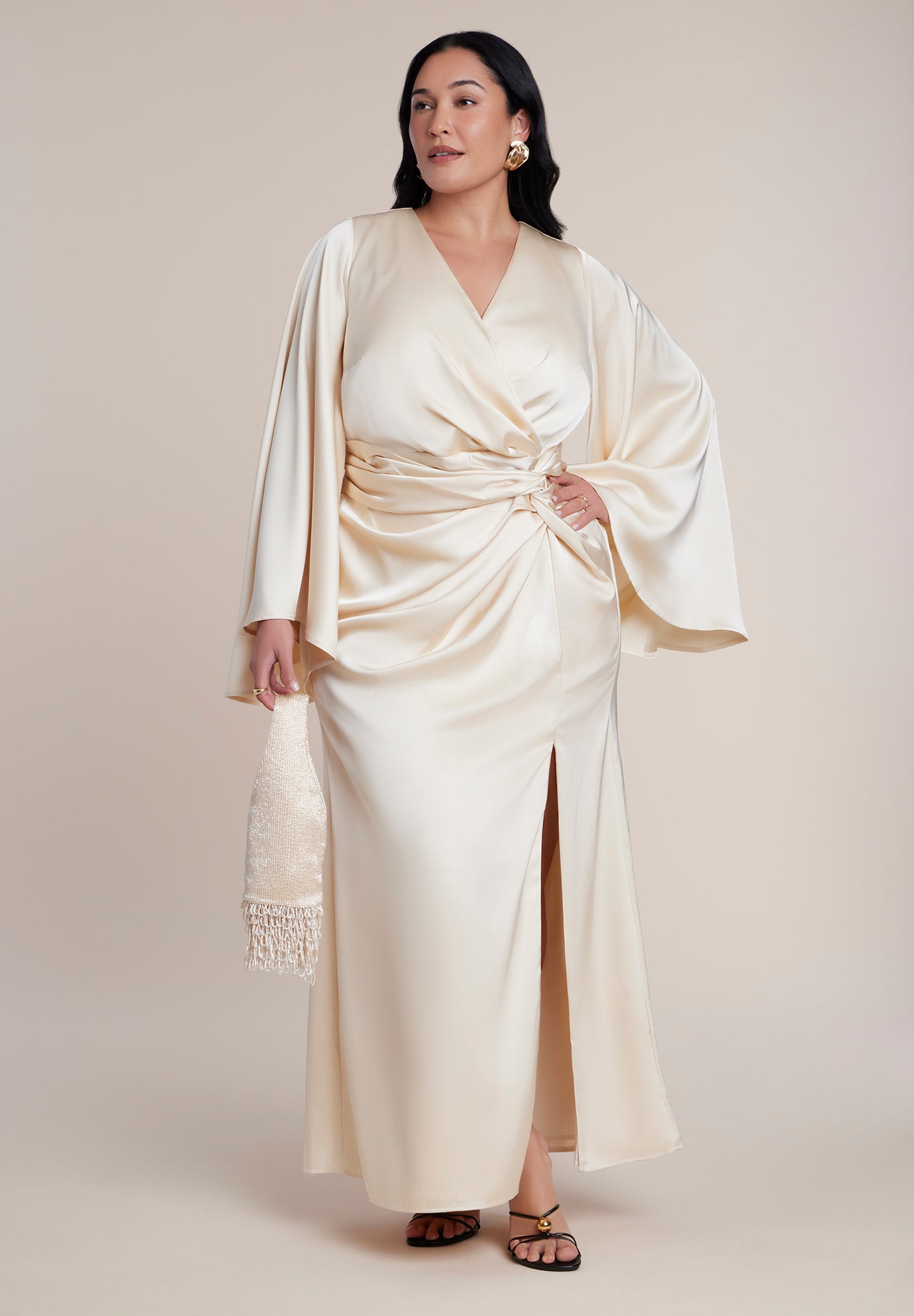 Flare Sleeve Satin Maxi Dress image number 0
