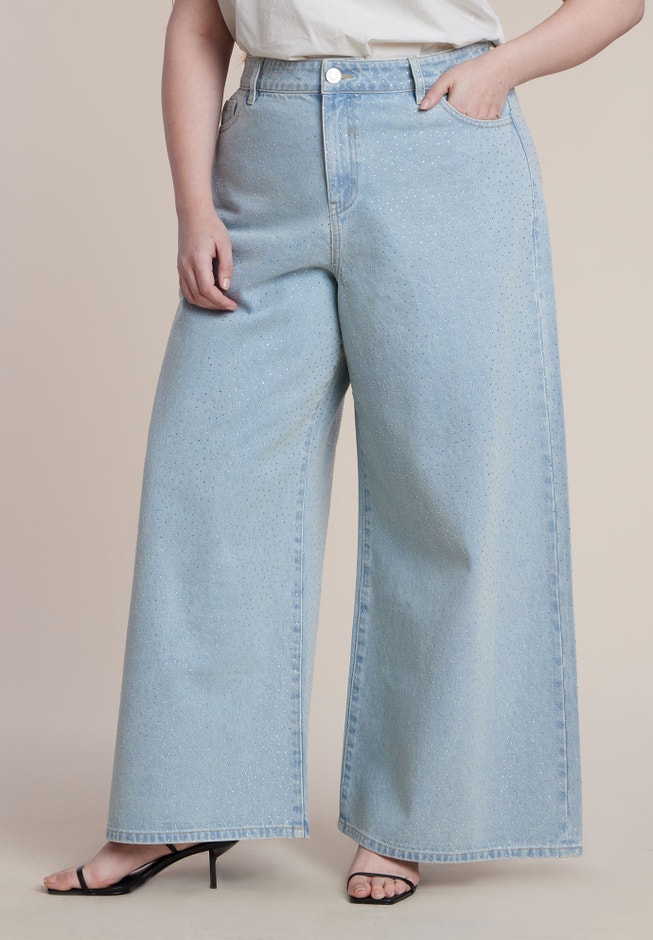 Embellished Rhinestone Jeans image number 1