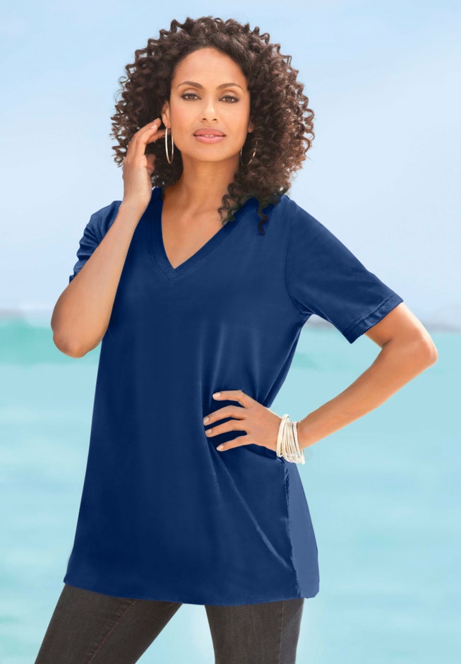 Plus Size Cotton Ultimate V-Neck Tee image number 5
