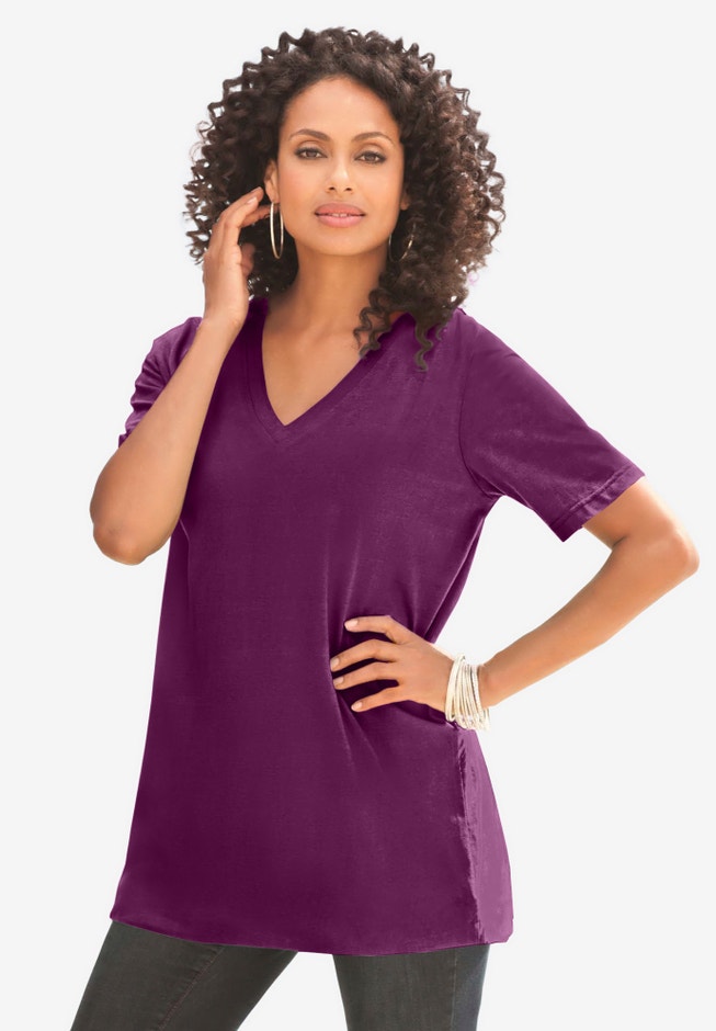 Plus Size Cotton Ultimate V-Neck Tee image number 0