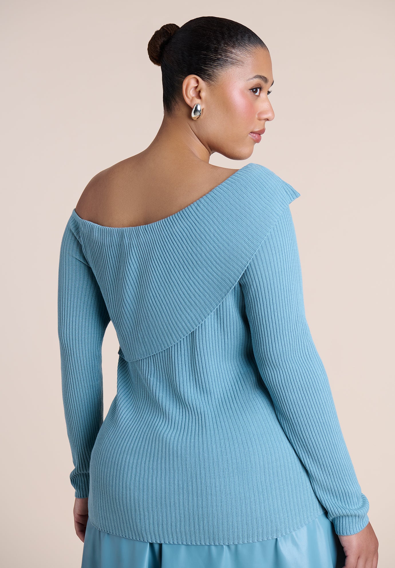 Ribbed Off The Shoulder Sweater image number 1