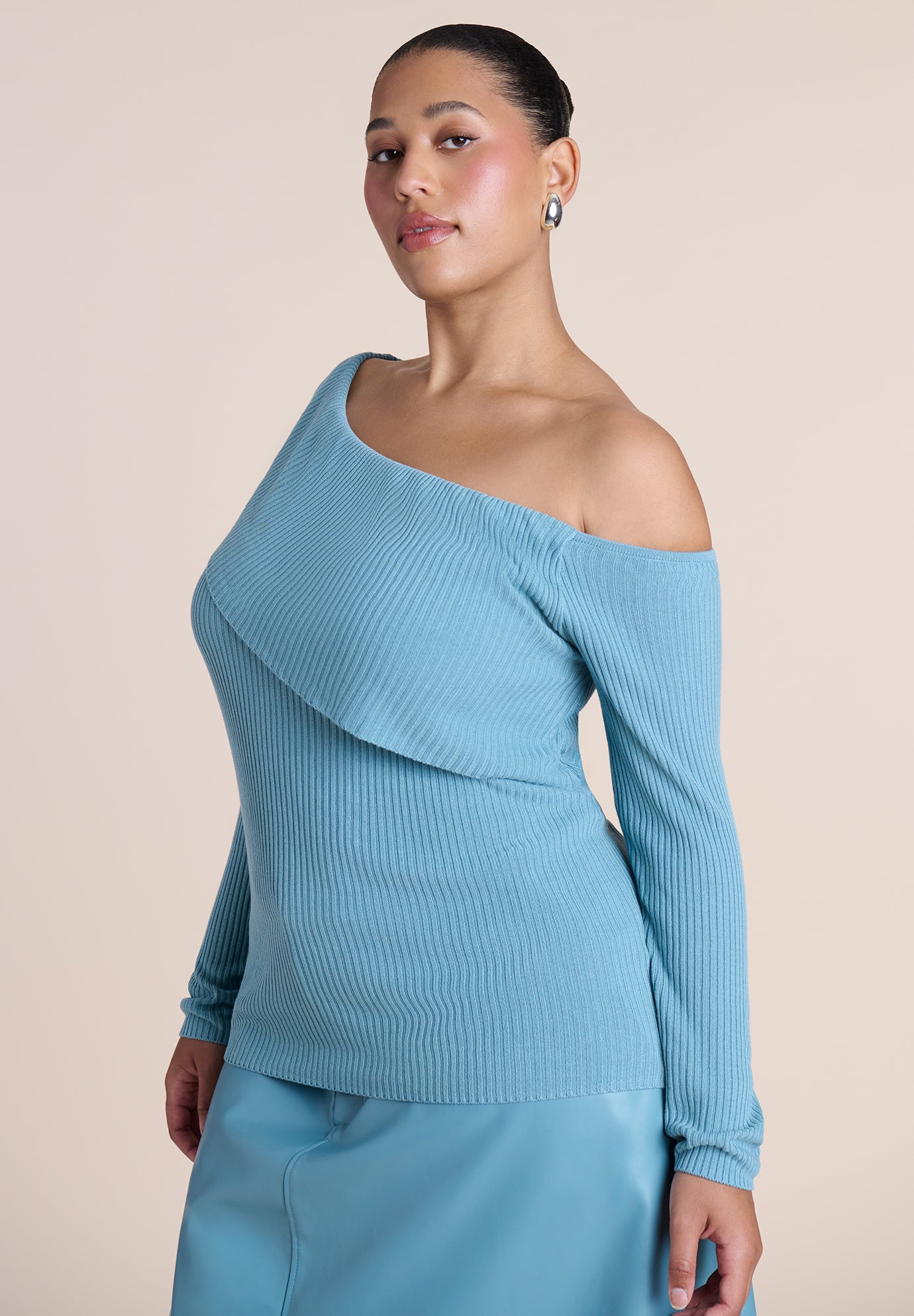 Ribbed Off The Shoulder Sweater image number 2