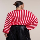 Cinch-Waist Striped Cropped Sweater image number 1