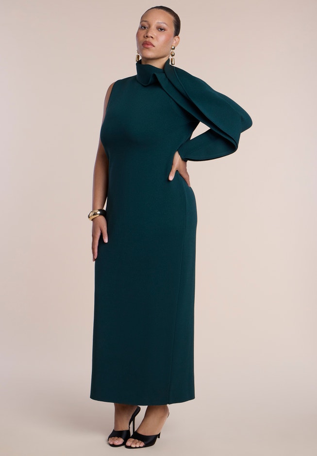 One-Sleeve Knit Maxi Dress image number 1