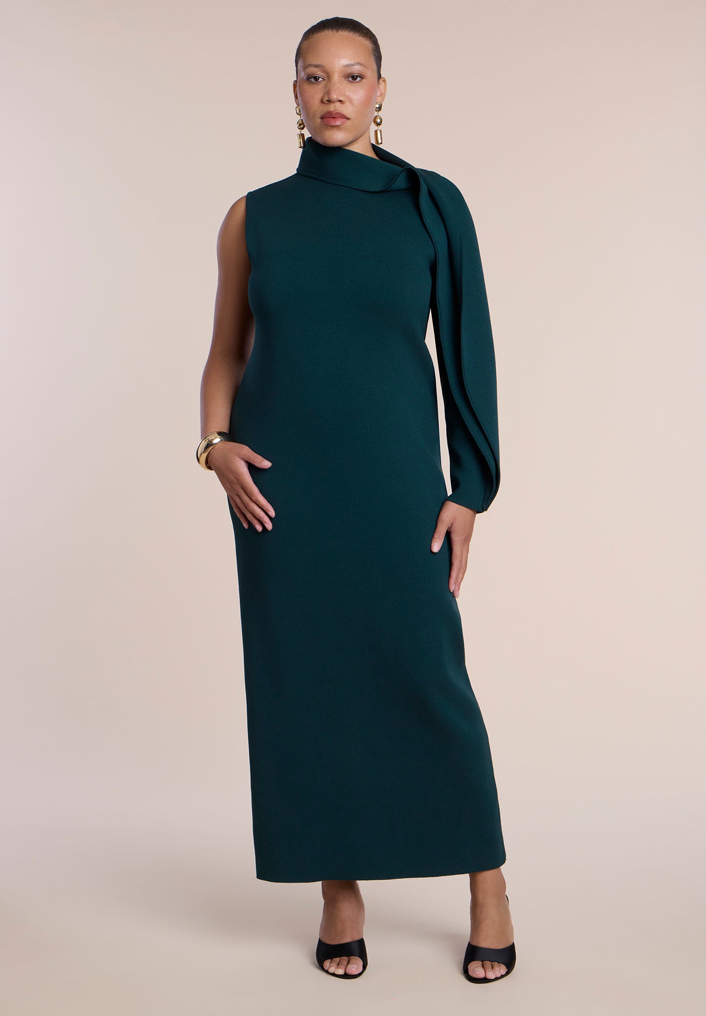 One-Sleeve Knit Maxi Dress image number 0
