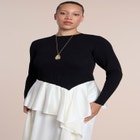 Mixed-Media Peplum-Detail Maxi Dress image number 2