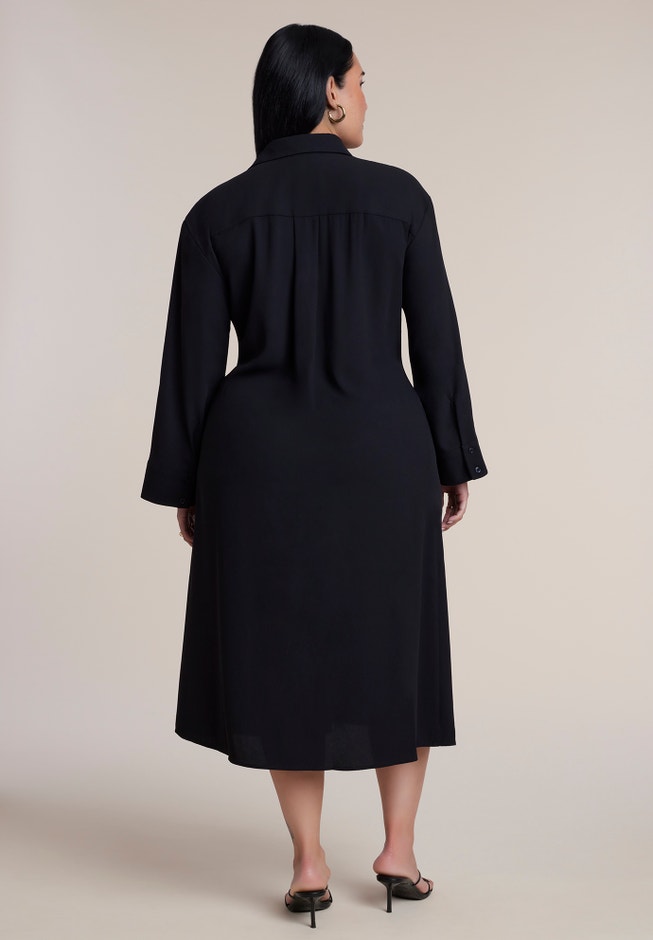 Buckle-Detail Midi Shirt Dress image number 1