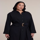 Buckle-Detail Midi Shirt Dress image number 2
