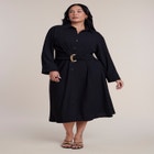 Buckle-Detail Midi Shirt Dress image number 0