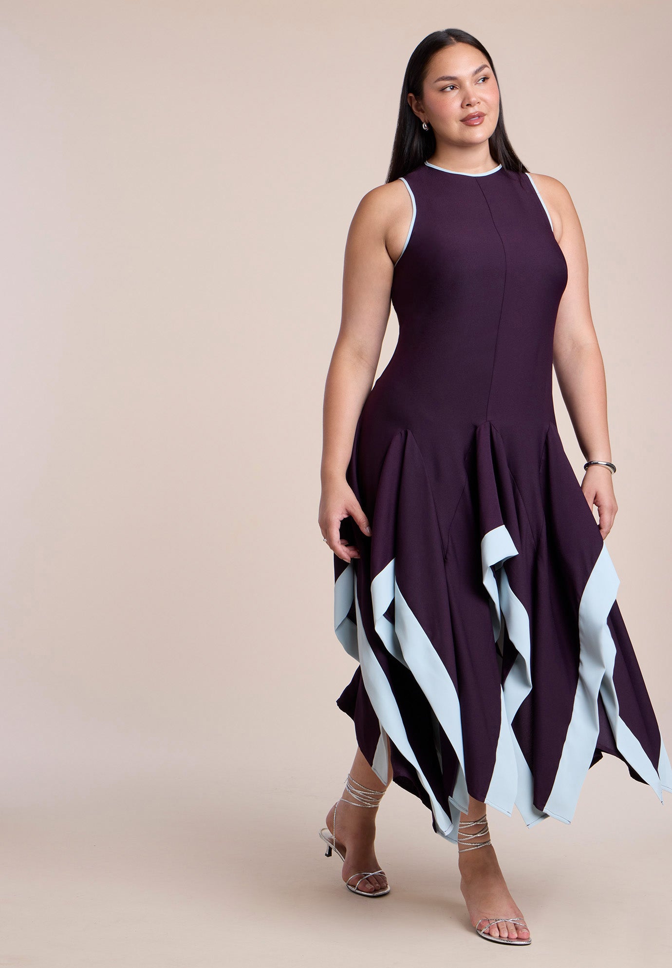 Contrast Satin Godet Maxi Dress image number 1